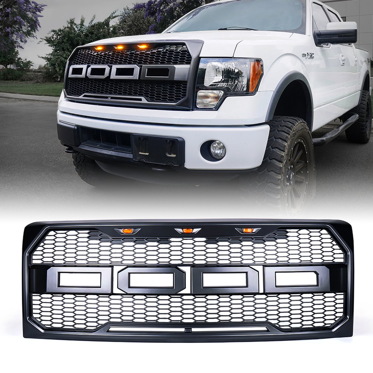 OEM Grille for 2009-2014 Ford F150 Raptor Style Front Bumper Grille